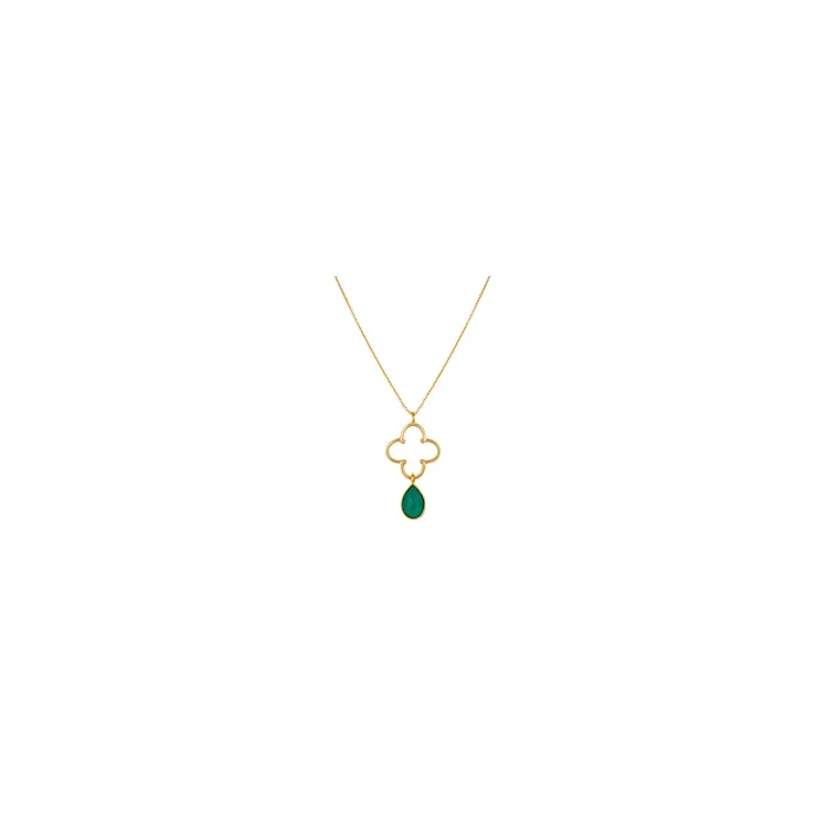 Klavertje vier ketting in verguld sterlingzilver met hanger in verguld sterlingzilver