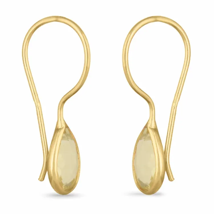 lange druppel topaas oorbellen in verguld sterlingzilver - Loom Stones