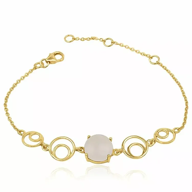Maansteen armband in verguld sterlingzilver met hanger in verguld sterlingzilver