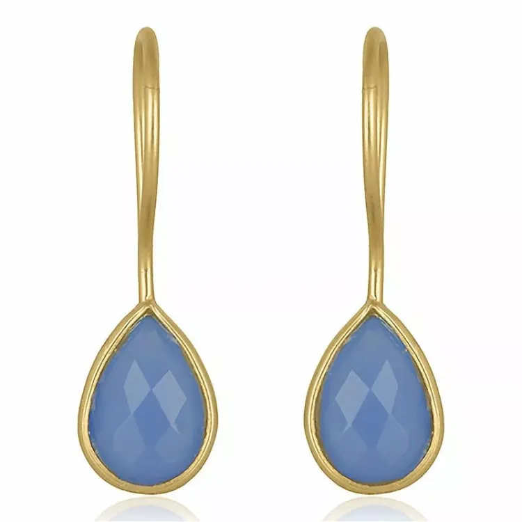 lange druppel caledoniet oorbellen in verguld sterlingzilver - Loom Stones