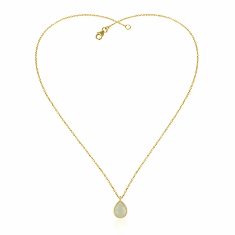 druppel ketting in verguld sterlingzilver met hanger in verguld sterlingzilver
