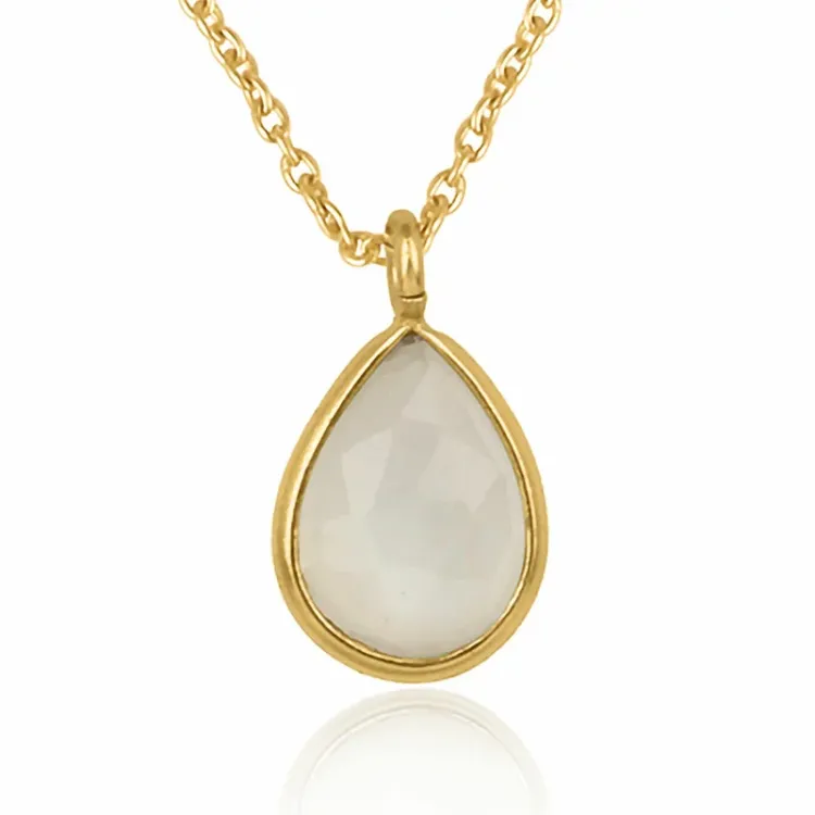 druppel ketting in verguld sterlingzilver met hanger in verguld sterlingzilver