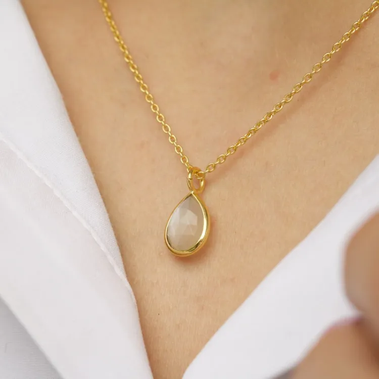 druppel ketting in verguld sterlingzilver met hanger in verguld sterlingzilver