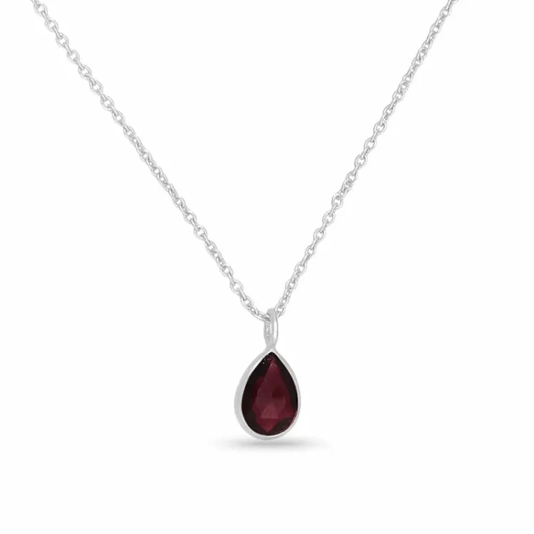 testsieraad druppel ketting in zilver met hanger in zilver
