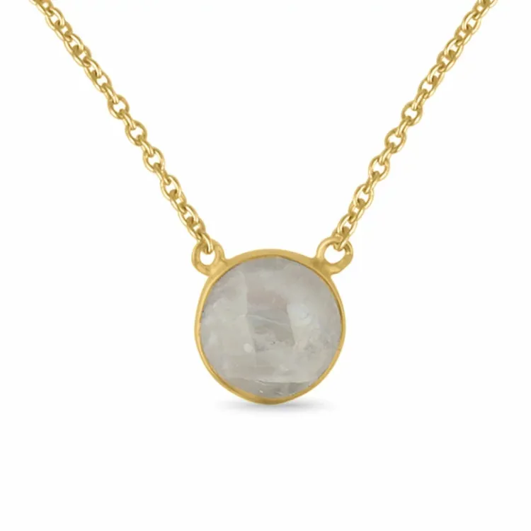 rond maansteen ketting in verguld sterlingzilver met hanger in verguld sterlingzilver - Loom Stones