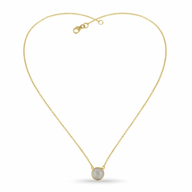 rond maansteen ketting in verguld sterlingzilver met hanger in verguld sterlingzilver - Loom Stones