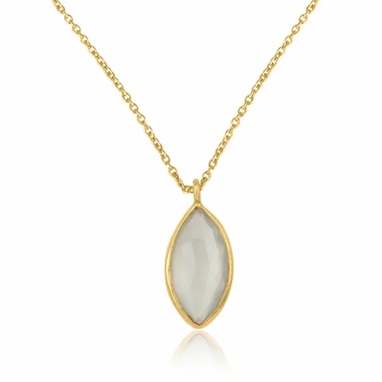 ovale maansteen ketting in verguld sterlingzilver met hanger in verguld sterlingzilver