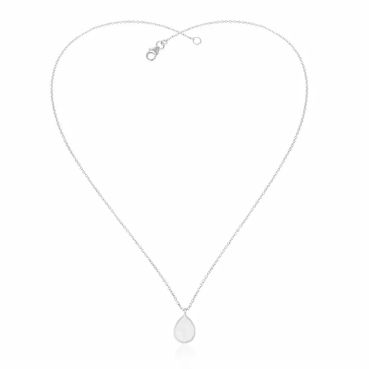druppel maansteen ketting in zilver met hanger in zilver - Loom Stones