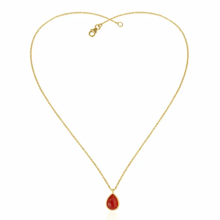 druppel onyx ketting in verguld sterlingzilver met hanger in verguld sterlingzilver
