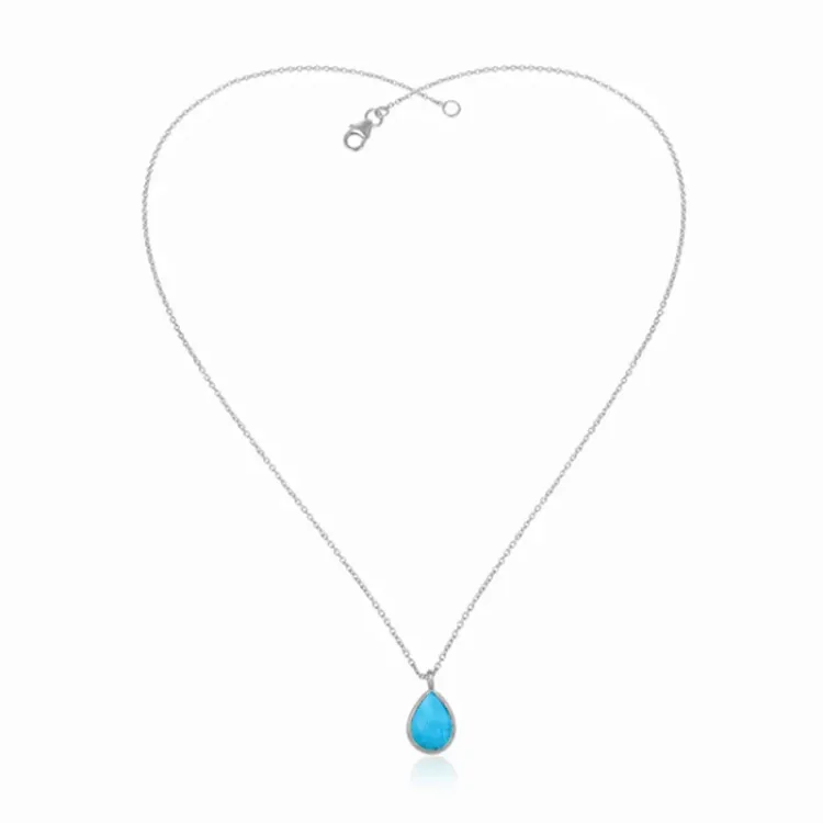 druppel ketting in zilver met hanger in zilver