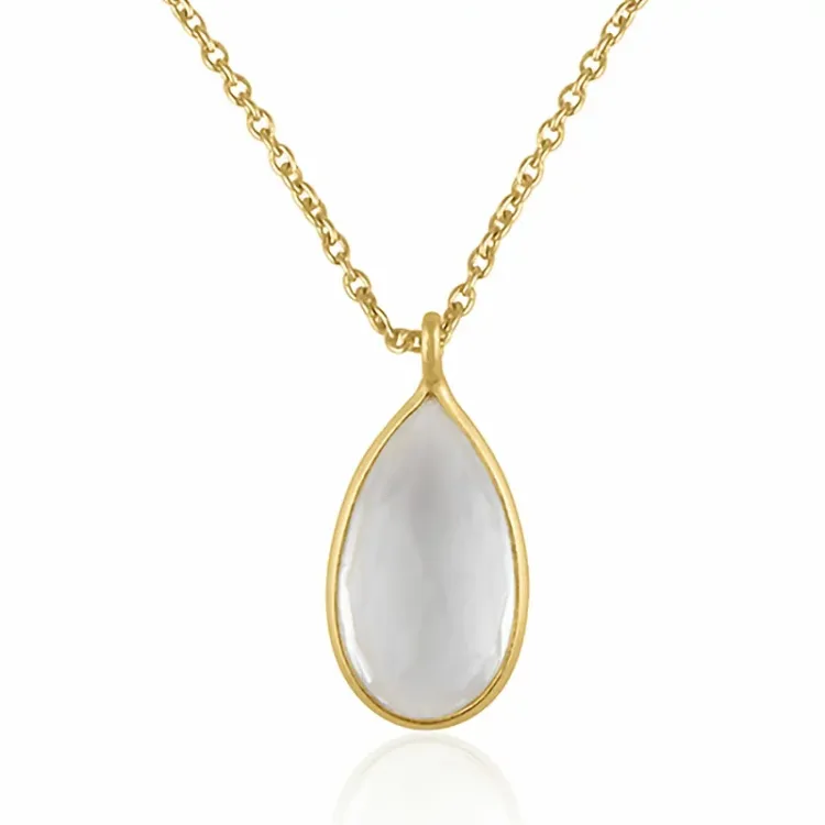 kwarts ketting in verguld sterlingzilver met hanger in verguld sterlingzilver