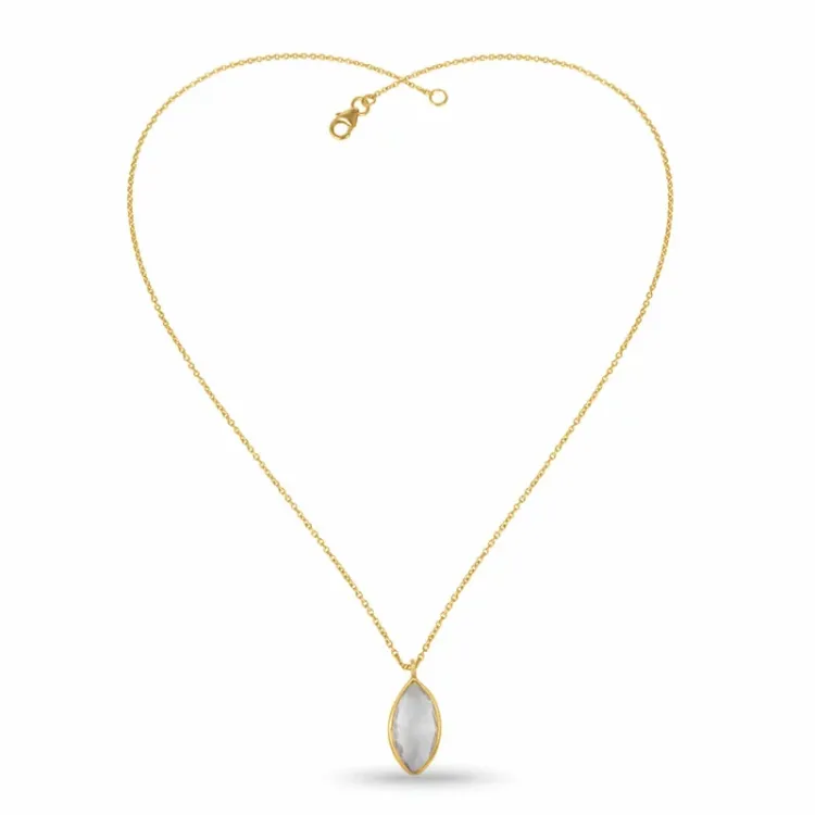 ovale topaas ketting in verguld sterlingzilver met hanger in verguld sterlingzilver