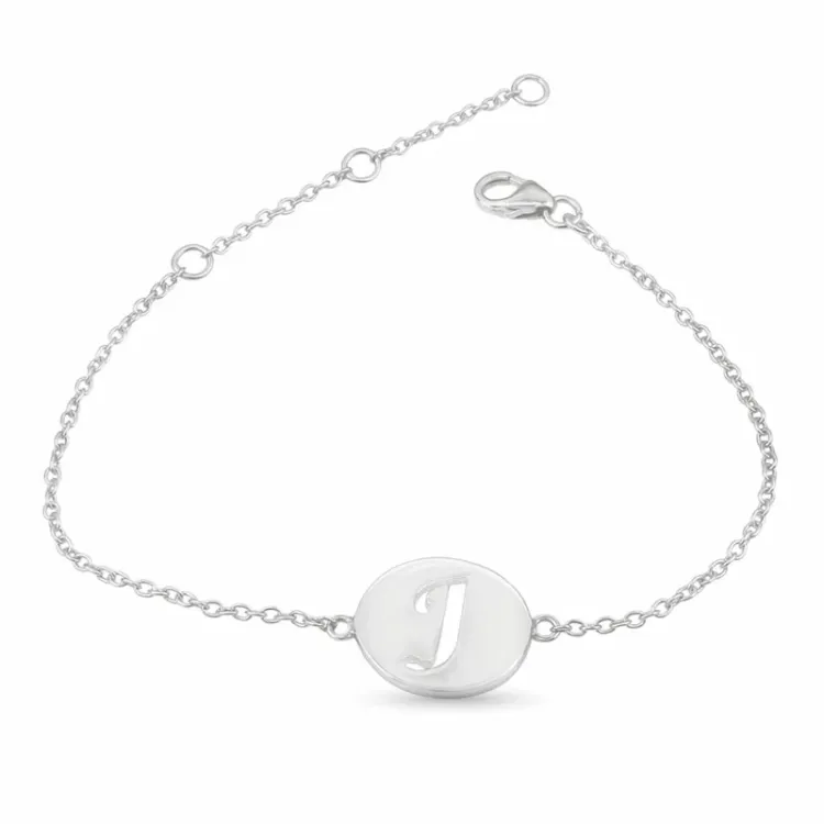 letter j met krassen armband in zilver met hanger in zilver