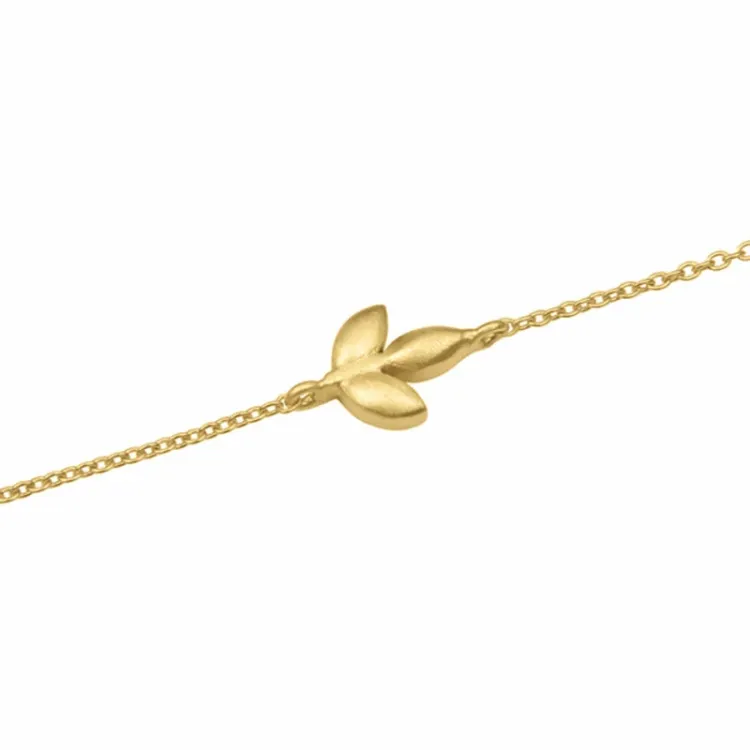 blad armband in verguld sterlingzilver met hanger in verguld sterlingzilver