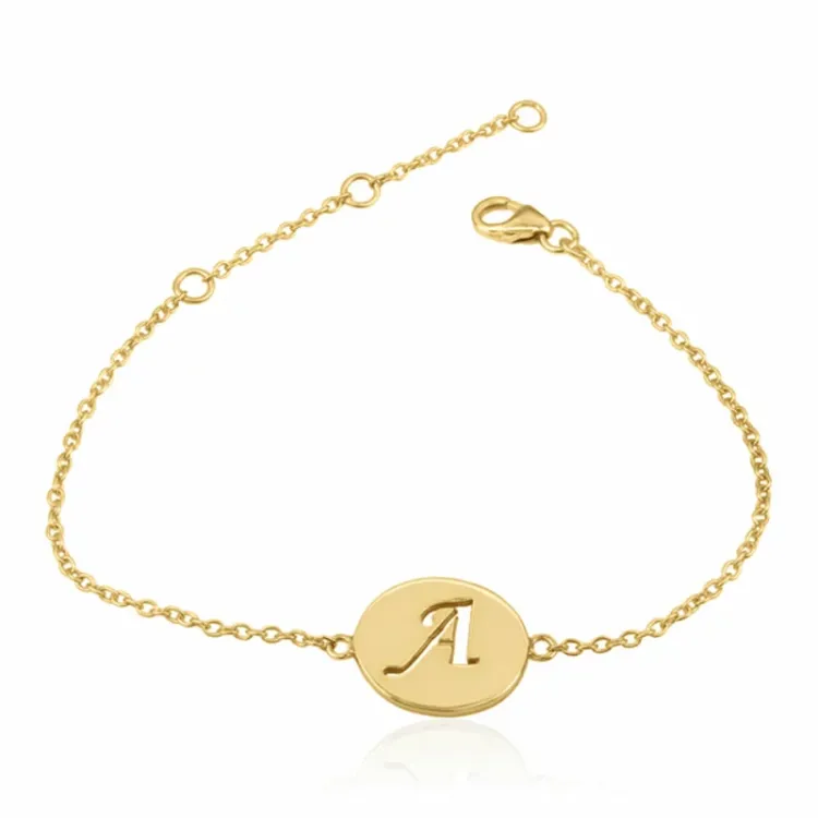 testsieraad letter a armband in verguld sterlingzilver met hanger in verguld sterlingzilver