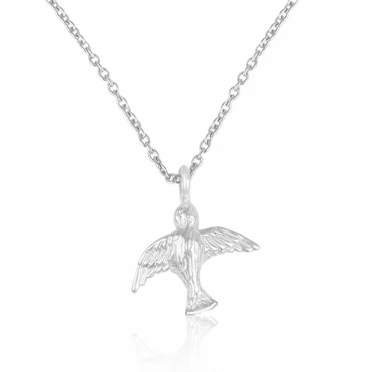 vogel ketting in zilver met hanger in zilver