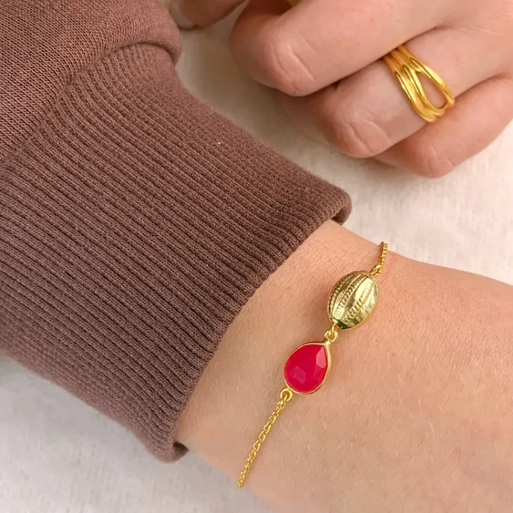 caledoniet armband in verguld sterlingzilver met hanger in verguld sterlingzilver
