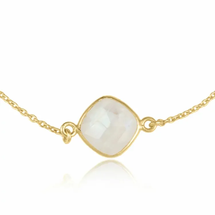 maansteen armband in verguld sterlingzilver met hanger in verguld sterlingzilver - Loom Stones