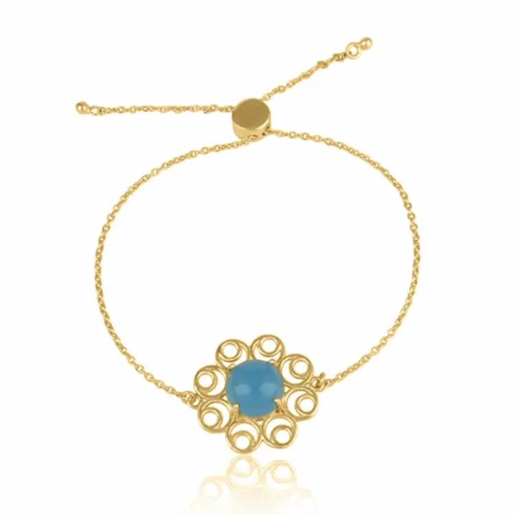 bloem armband in verguld sterlingzilver met hanger in verguld sterlingzilver