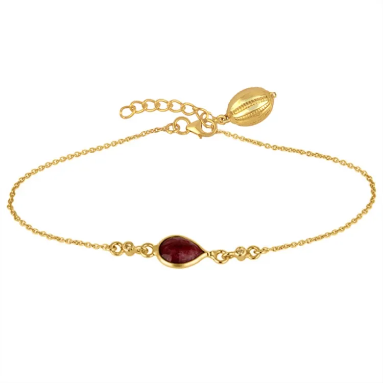 robijn armband in verguld sterlingzilver met hanger in verguld sterlingzilver - Loom Stones