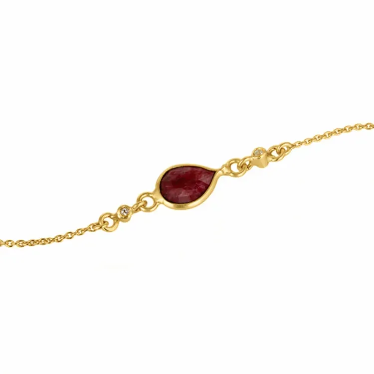 robijn armband in verguld sterlingzilver met hanger in verguld sterlingzilver - Loom Stones