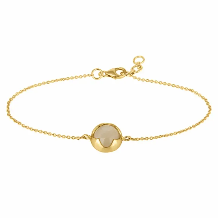 maansteen armband in verguld sterlingzilver met hanger in verguld sterlingzilver