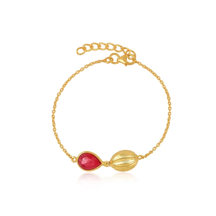 robijn armband in verguld sterlingzilver met hanger in verguld sterlingzilver