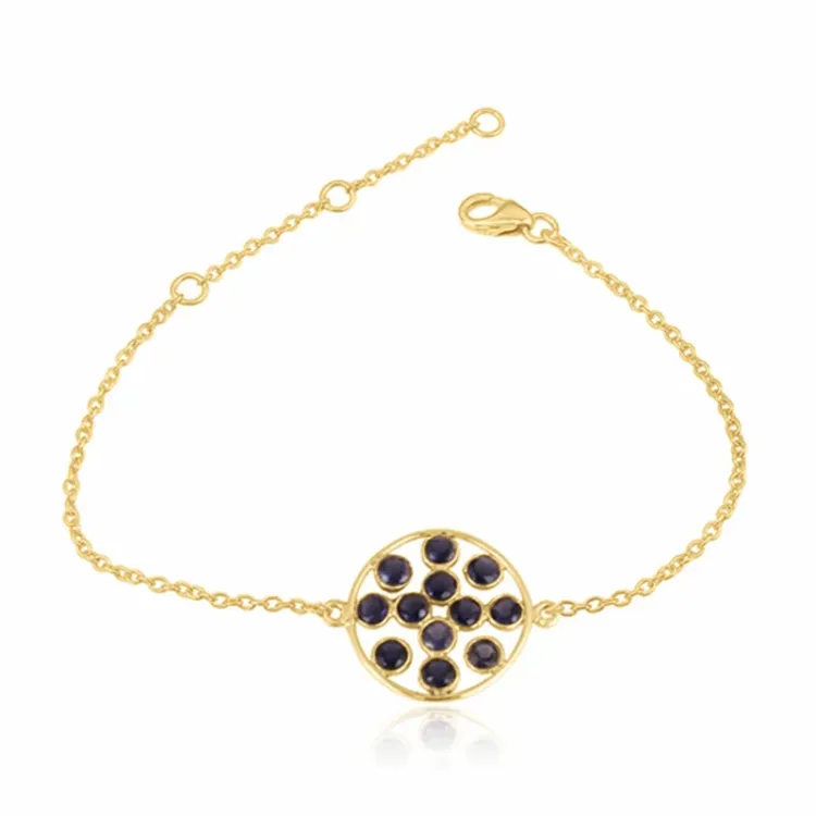 rond armband in verguld sterlingzilver met hanger in verguld sterlingzilver - Loom Stones