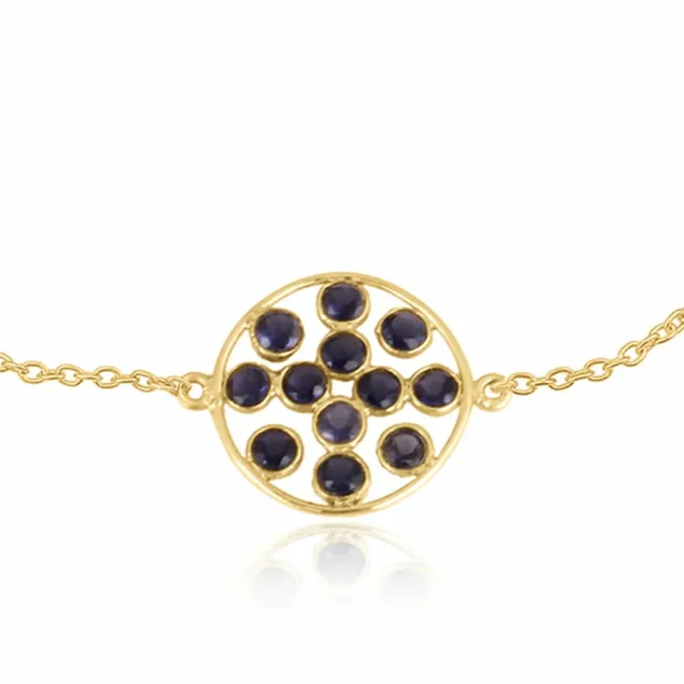 rond armband in verguld sterlingzilver met hanger in verguld sterlingzilver - Loom Stones