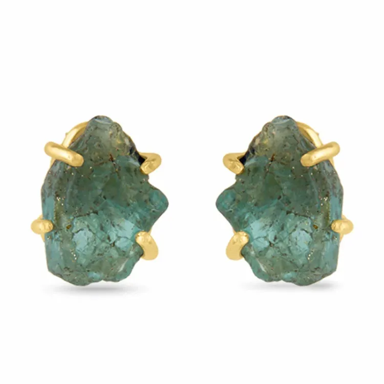 apatiet oorsteker in verguld zilver - Loom Stones