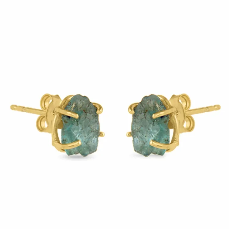 apatiet oorsteker in verguld zilver - Loom Stones