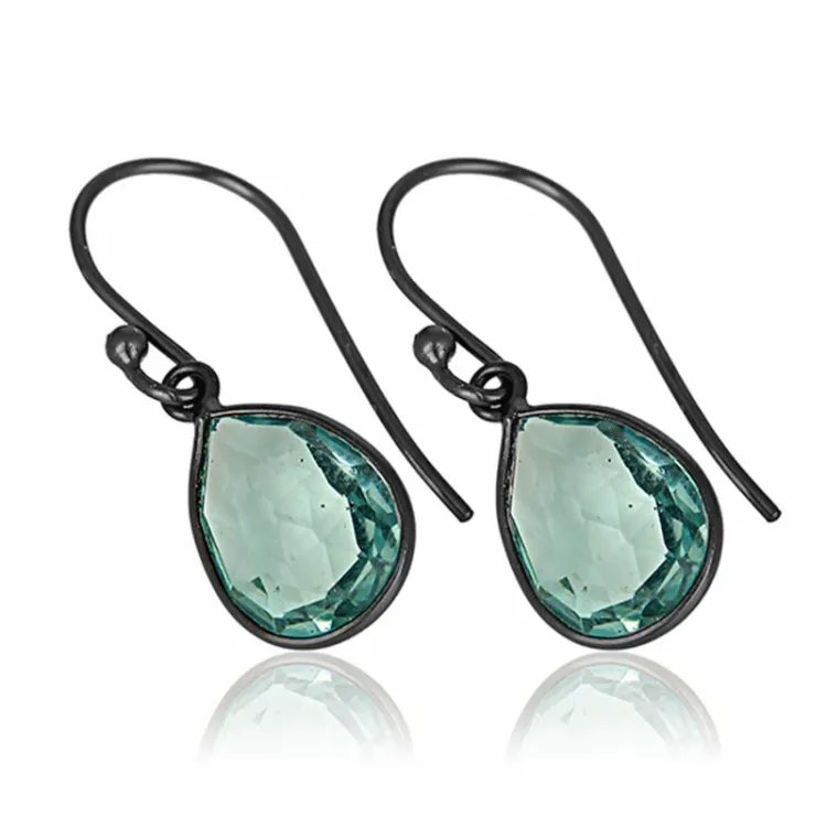 lange oorbellen in gerodineerd zilver - Loom Stones