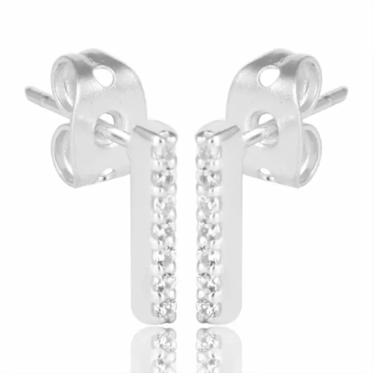 zirkoon oorsteker in zilver