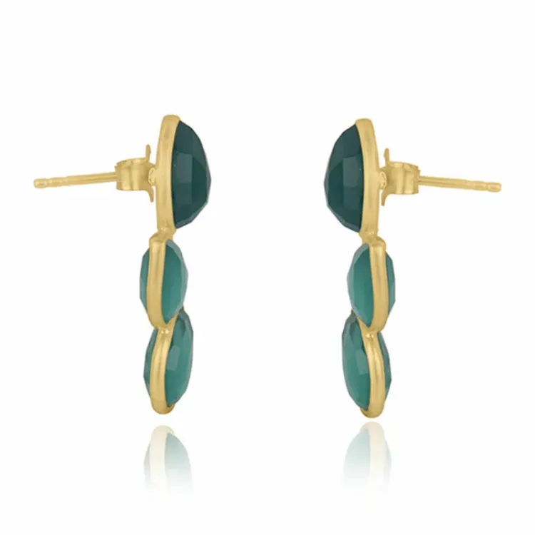 onyx oorsteker in verguld zilver - Loom Stones