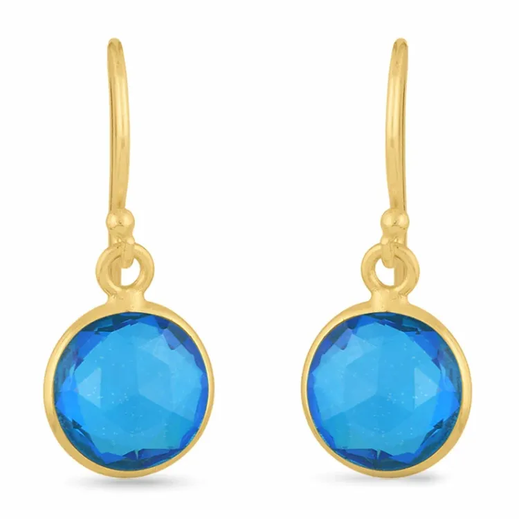 lange blauwe topaas oorbellen in verguld zilver - Loom Stones