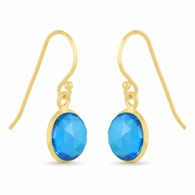lange blauwe topaas oorbellen in verguld zilver - Loom Stones