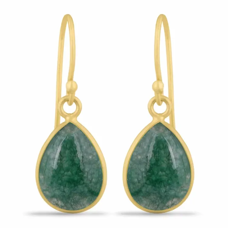 lange oorbellen in verguld zilver - Loom Stones