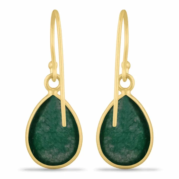 lange oorbellen in verguld zilver - Loom Stones