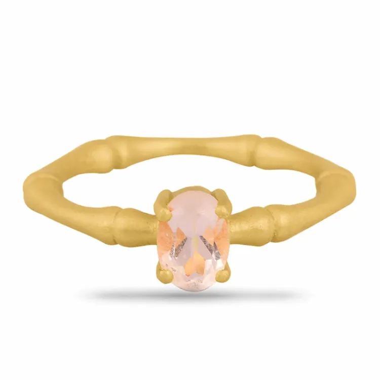 mat kwarts ring in verguld sterlingzilver - Loom Stones