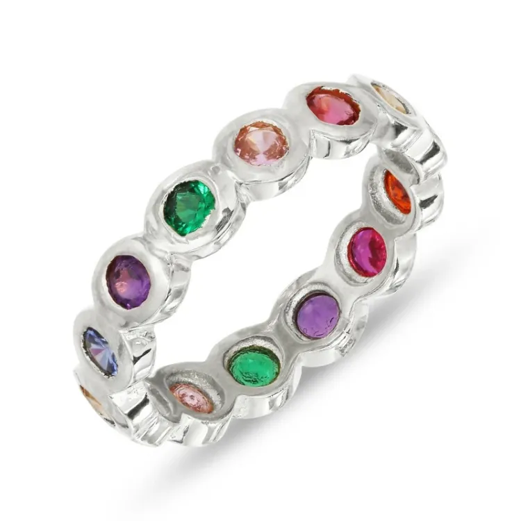 veelkleurig zirkoon ring in zilver - Bubbly Twist