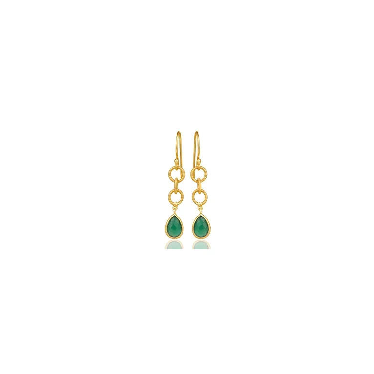 groene onyx oorbellen in verguld sterlingzilver