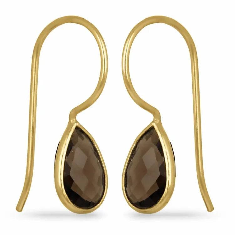 lange kwarts oorbellen in verguld sterlingzilver
