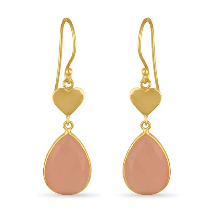 Roze caledoniet oorbellen in verguld sterlingzilver