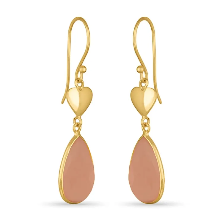 Roze caledoniet oorbellen in verguld sterlingzilver