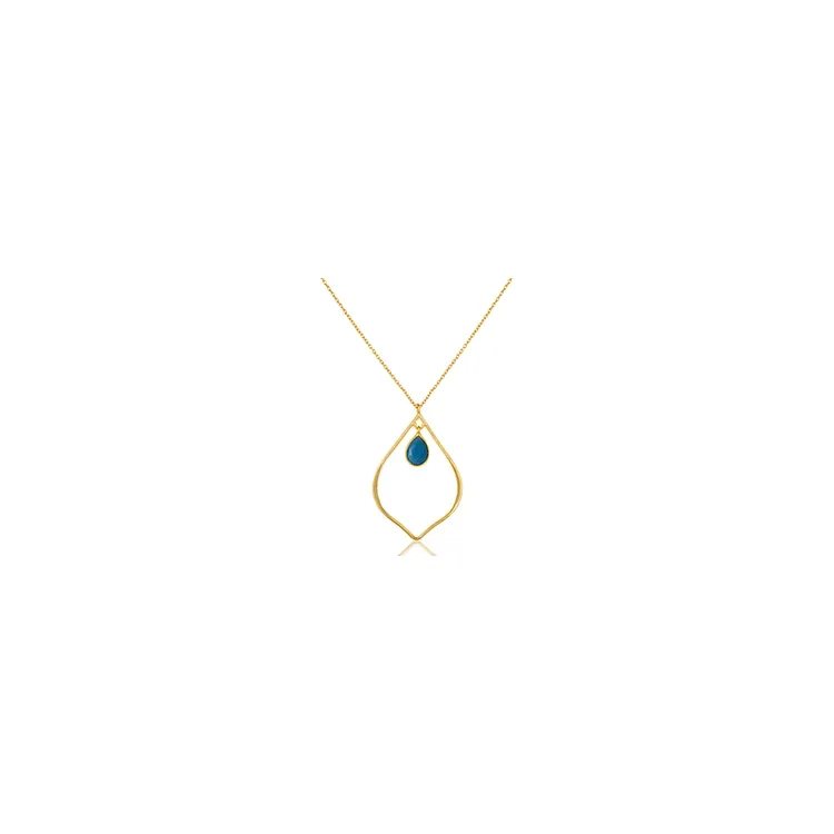 Blauwe ketting in verguld sterlingzilver met hanger in verguld sterlingzilver