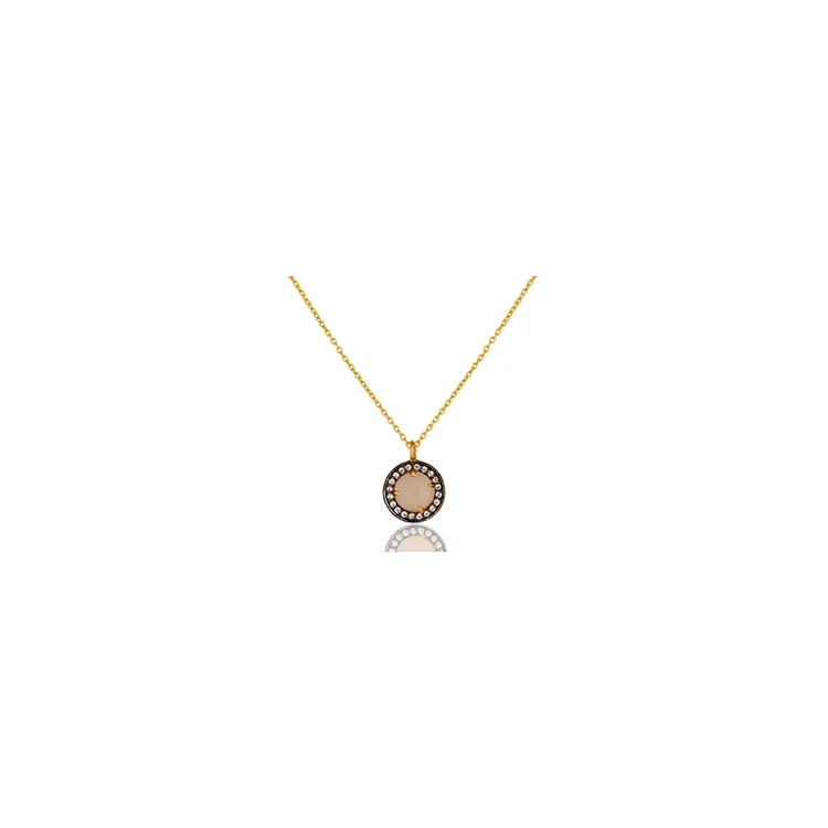 ketting in verguld sterlingzilver met hanger in geoxideerd sterlingzilver
