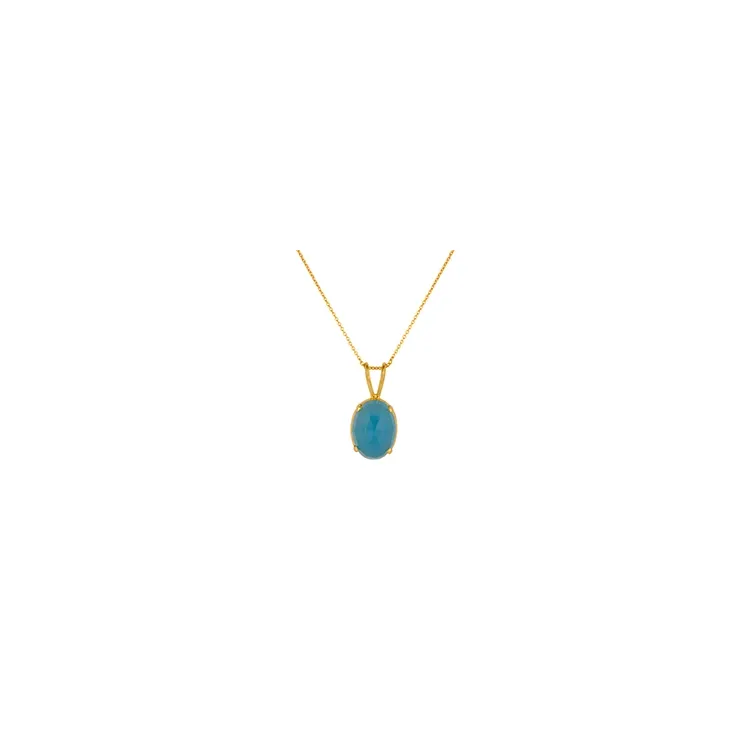 blauwe ketting in verguld sterlingzilver met hanger in verguld sterlingzilver