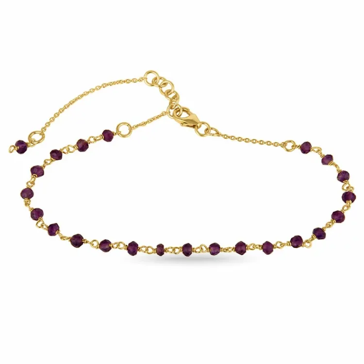 amethist armband in verguld sterlingzilver - Loom Stones