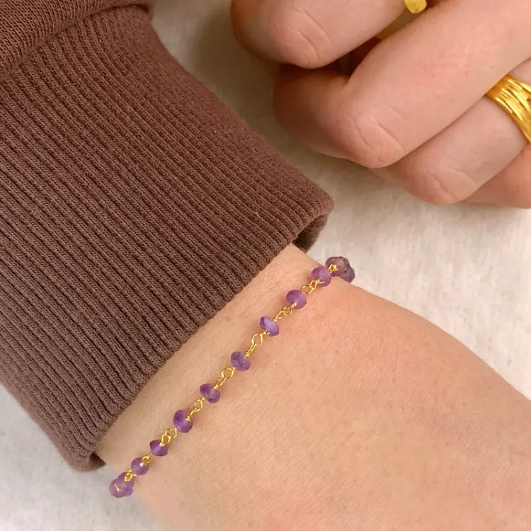 amethist armband in verguld sterlingzilver - Loom Stones
