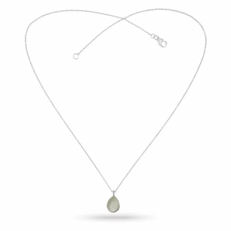 witte maansteen ketting in zilver met hanger in zilver - Loom Stones